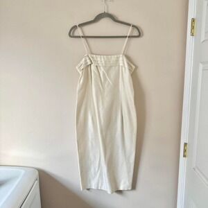 Vintage Cream Silk Dress Square Neck